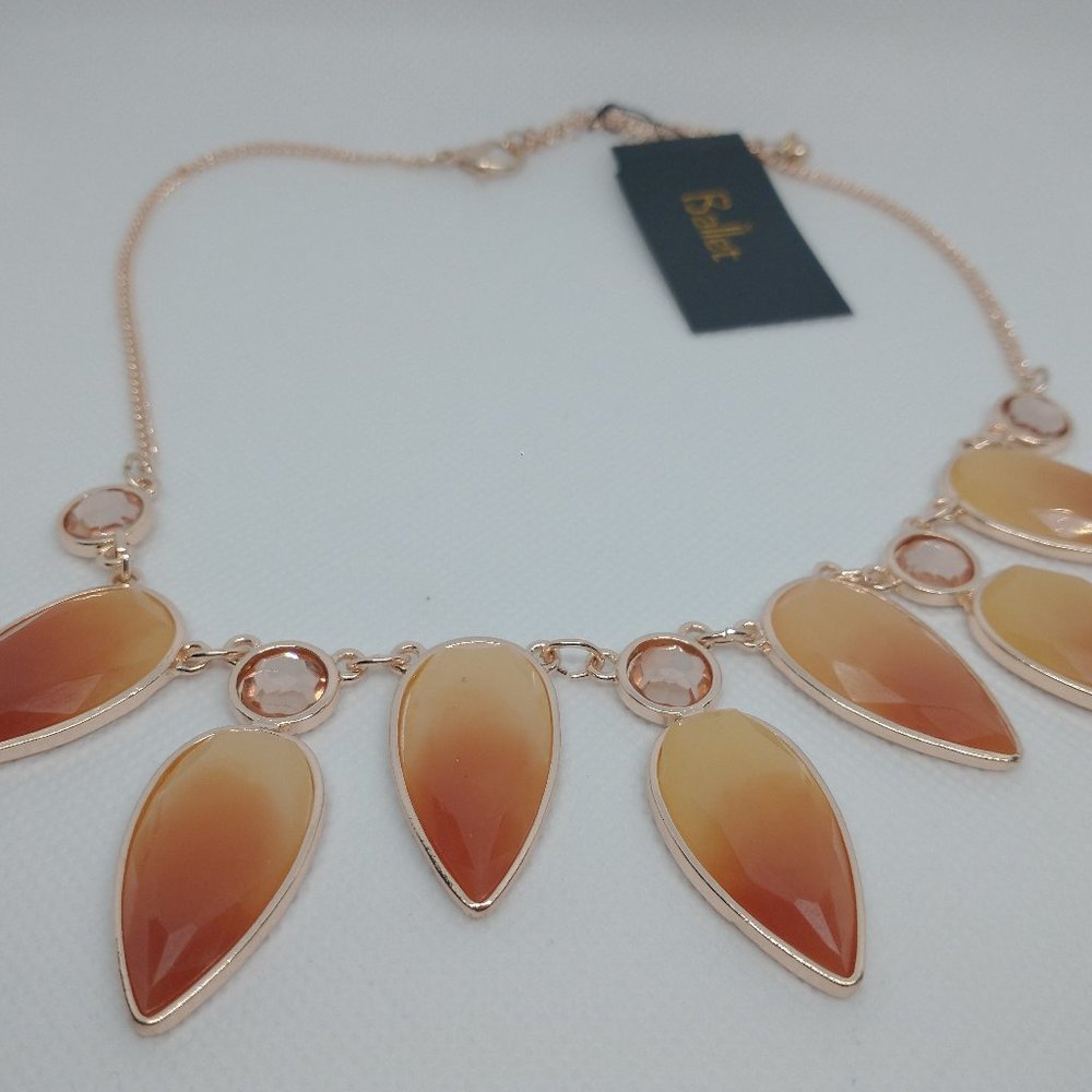 Rosegold -Tone Necklace with Sunburst Pendants and